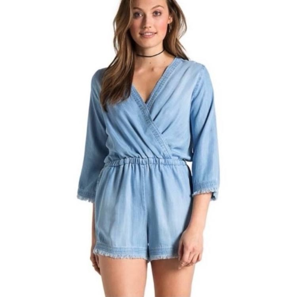 SOLD! Chelsea & Violet • 3/4 Sleeve Chambray Romper